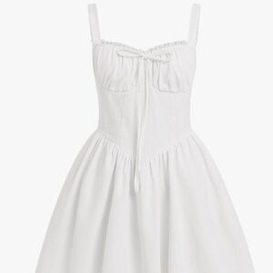 Women's Corset Dress | Mini Spaghetti Straps Low Cut | White | Medium
